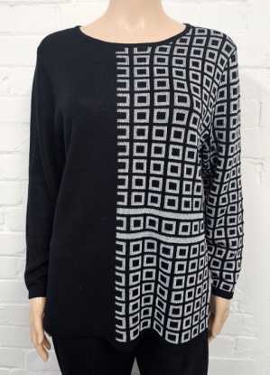 Anonymous Shimmer Square Pattern Long Sleeve Jumper